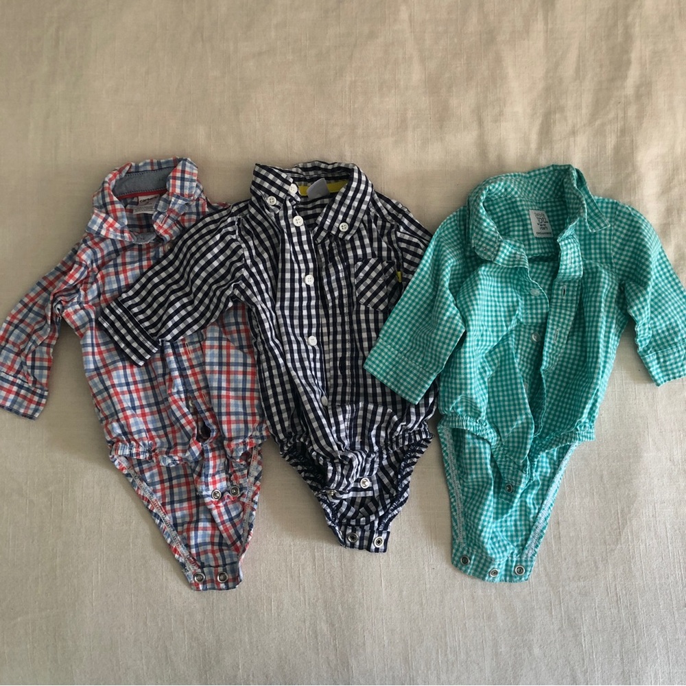 Set of 3 3M button down onesies